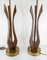 Mid-Century Modern Walnut and Brass Table Lamps attributed to Adrian Pearsall, Set of 2 2