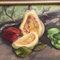 Bodegón con verduras, años 80, pintura sobre lienzo, enmarcado, Imagen 2