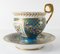 Taza de té y platillo francés tipo Sevres con decoración floral, Imagen 3