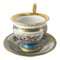 Taza de té y platillo francés tipo Sevres con decoración floral, Imagen 1