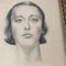 Retrato femenino Art Déco, siglo XX, Carbón sobre papel, Enmarcado, Imagen 2