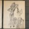 Donna, anni '50, Carboncino su carta, con cornice, set di 2, Immagine 3