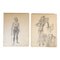 Donna, anni '50, Carboncino su carta, con cornice, set di 2, Immagine 1