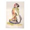 Acuarela desnuda femenina expresionista abstracta, años 70, Acuarela sobre papel, Imagen 1