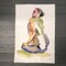 Acquerello su nudo femminile espressionista astratto, anni '70, acquerello su carta, Immagine 5