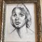Retrato femenino, dibujo al carboncillo, años 70, enmarcado, Imagen 2