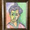 Portrait de Femme, Années 70, Crayon de Couleur sur Papier, Encadré 2
