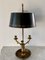 Mid-20th Century Brass Three-Arm Bouillotte Lamp with Black Tole Shade 9