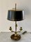 Dreiarmige Bouillotte Lampe aus Messing, Mitte des 20. Jahrhunderts mit schwarzem Tole Schirm 10
