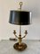 Mid-20th Century Brass Three-Arm Bouillotte Lamp with Black Tole Shade 8