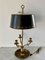 Dreiarmige Bouillotte Lampe aus Messing, Mitte des 20. Jahrhunderts mit schwarzem Tole Schirm 13