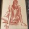 Desnudo Femenino, Dibujo Sepia, Siglo XX, Enmarcado, Imagen 2