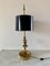 Mid-Century Brass Bouillotte Double Dolphin Table Lamp with Black Tole Shade 8