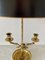Mid-Century Brass Bouillotte Double Dolphin Table Lamp with Black Tole Shade 4