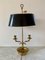 Mid-Century Brass Bouillotte Double Dolphin Table Lamp with Black Tole Shade 9