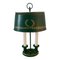Mid-20th Century French Regency Green and Gold Tole Bouillotte Lamp 1