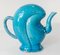 19th Century Chinese Chinoiserie Turquoise Blue Glazed Peach Form Puzzle Jug Teapot 3