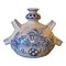 Vaso vintage in ceramica faience blu e bianco dipinto a mano, Italia, Immagine 1