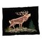 Vintage German Folk Art Punch Needlework Stag on Black Velvet, 1930s 1