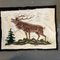 Vintage German Folk Art Punch Needlework Stag on Black Velvet, 1930s 5