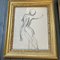 Nude Study Drawings, 1950s, Abstract Charcoal Work on Paper, Framed, Set of 2 2