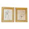 Nude Study Drawings, 1950s, Abstract Charcoal Work on Paper, Framed, Set of 2 1
