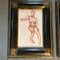 Sepia Female Nude Study Drawings, 1950s, Artwork on Paper, Framed, Set of 2 2