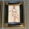 Sepia Female Nude Study Drawings, 1950s, Artwork on Paper, Framed, Set of 2 3