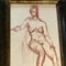 Sepia Female Nude Study Drawings, 1950s, Artwork on Paper, Framed, Set of 2 5