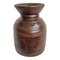 Vintage Rustic Carved Wood Pot India 1