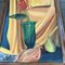 Modernist Still Life with Red Tulip & Pear, 1970s, Painting on Canvas, Framed 2