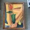 Modernist Still Life with Red Tulip & Pear, 1970s, Painting on Canvas, Framed 4