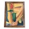 Modernist Still Life with Red Tulip & Pear, 1970s, Painting on Canvas, Framed 1