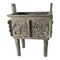 Vaso a forma di Ding in bronzo rituale Verdigris, Cina, XX secolo, Immagine 1