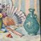 Bodegón impresionista con abanico y flores, años 80, Pintura, Imagen 2