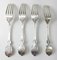 19th Century American Coin Silver Fleur De Lis Pattern Forks by Albert Coles, Set of 4 5