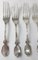 19th Century American Coin Silver Fleur De Lis Pattern Forks by Albert Coles, Set of 4 3