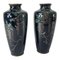 19th Century Japanese Cloisonne Meiji Period Vases with Wisteria and Birds, Set of 2 1