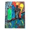 Bodegón abstracto con botellas, años 80, Acrílico sobre papel, Imagen 1
