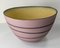 Mid-Century Modern Art Pottery Matte Pink Black Swirl Bowl 2
