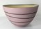 Mid-Century Modern Art Pottery Matte Pink Black Swirl Bowl 11