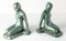 Art Deco Verdigris Patina White Metal Bookends attributed to Frankart, 1930s 9