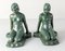 Art Deco Verdigris Patina White Metal Bookends attributed to Frankart, 1930s, Image 3