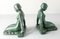 Art Deco Verdigris Patina White Metal Bookends attributed to Frankart, 1930s 4