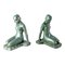 Art Deco Verdigris Patina White Metal Bookends attributed to Frankart, 1930s, Image 1