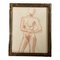 Estudio desnudo de mujeres sepia, años 40, dibujo en papel, enmarcado, Imagen 1