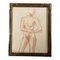 Sepia Female Nude Study, 1940s, Drawing on Paper, Framed, Image 1