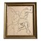 Dibujo de estudio desnudo de hombre, años 50, carboncillo sobre papel, enmarcado, Imagen 1