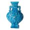20th Century Chinese Electric Turquoise Blue Moon Flask Vase 1