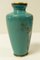 19th Century Japanese Fine Meiji Cloisonne Silver Wire Turquoise Teal Vase, Image 3